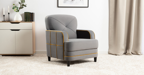 Кресло для отдыха Черри ТК 287 велюр Irida 21 серый, Эвита умбер горчичный