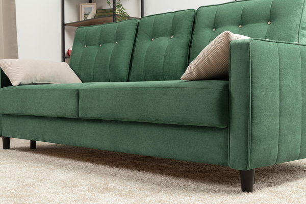 Диван-кровать прямой Арно ТД 566 велюр Лаки 20 хвойный зеленый, Vertical 910 молочно-серый