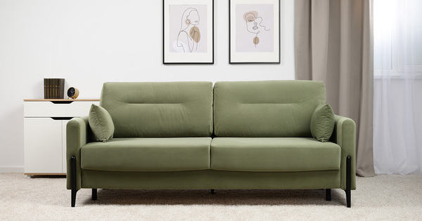 Диван-кровать прямой Барселона ТД 672 велюр Diagonal 694 оливковый