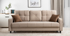 Диван-кровать прямой Черри ТД 284 велюр Irida 02 светло-бежевый, Эвита шоколад бежево-коричневый