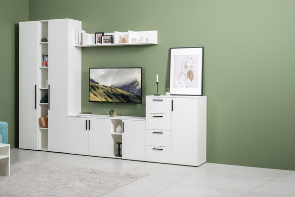 Прихожая Эйр композиция 1 белый PE шагрень, собирается на любую сторону