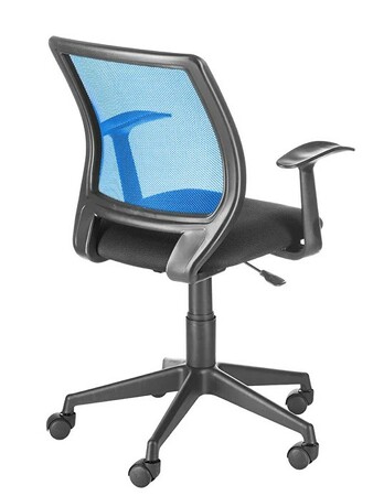 Кресло на колесах Эксперт Т эрго черное сидение TW,спинка синий, подлокотник пластик Т образный, крестовина пластик, без качания