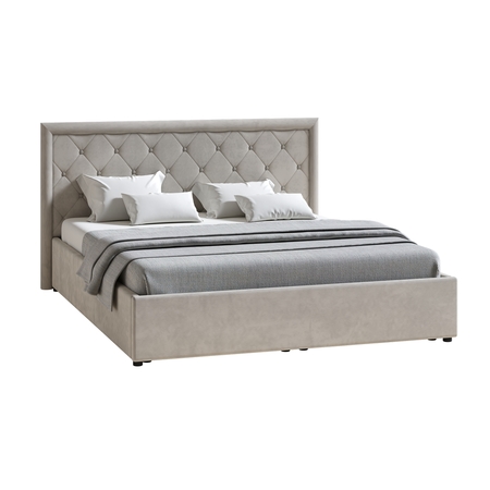 Кровать Марион 160 велюр OCEAN 005 темно-бежевый с ортопедическим основанием и подъемным механизмом (спальное место 160 х 200)