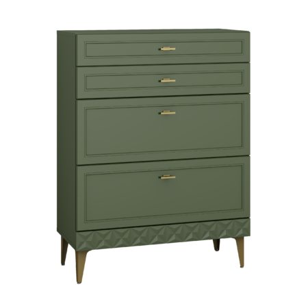 Гостиная Марион композиция 1 дымчатый зеленый K521, олива шагрень AG 1050 ПВХ, белый PE шагрень (собирается на любую сторону)