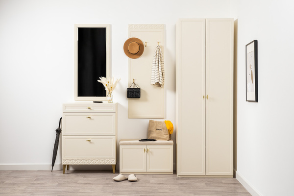 Шкаф двустворчатый Марион 16.340.02 слоновая кость С341 PE, слоновая кость 6898 ПВХ