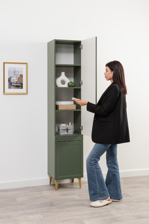 Гостиная Марион композиция 1 дымчатый зеленый K521, олива шагрень AG 1050 ПВХ, белый PE шагрень (собирается на любую сторону)