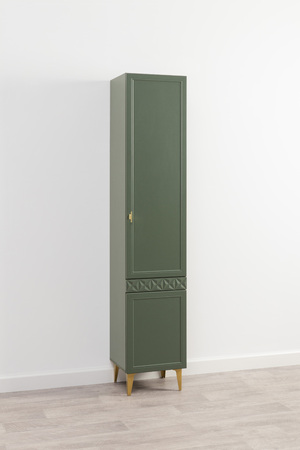 Шкаф-пенал Марион 16.333.01 дымчатый зеленый K521, олива шагрень AG 1050 ПВХ (собирается на любую сторону)