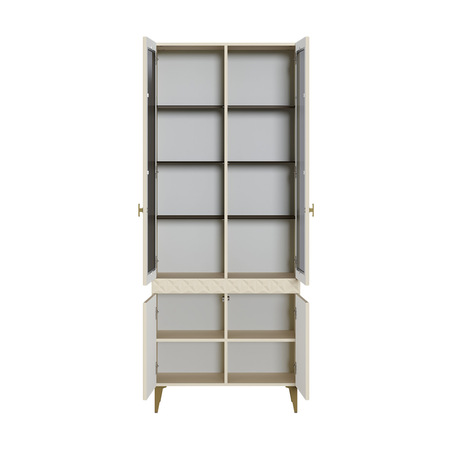 Гостиная Марион композиция 1 слоновая кость С341 PE, слоновая кость 6898 ПВХ, белый PE шагрень (собирается на любую сторону)