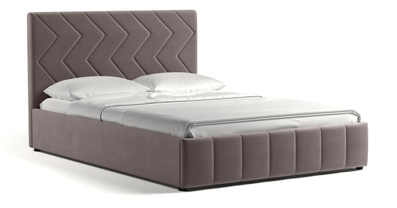Кровать Милана 140 велюр серо-коричневый с ортопедическим основанием и подъемным механизмом