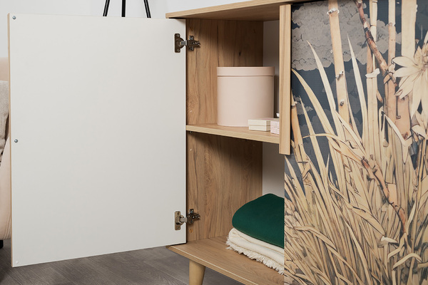 Комод Току 16.230.04 гикори рокфорд натуральный KO86 PW, белый PE шагрень, фотопечать